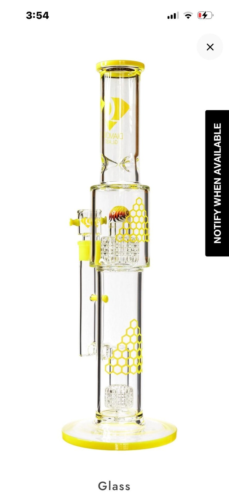 Diamond Glass 16 inch Straight Tube Heizman with Dual Gridded Matrix Perc