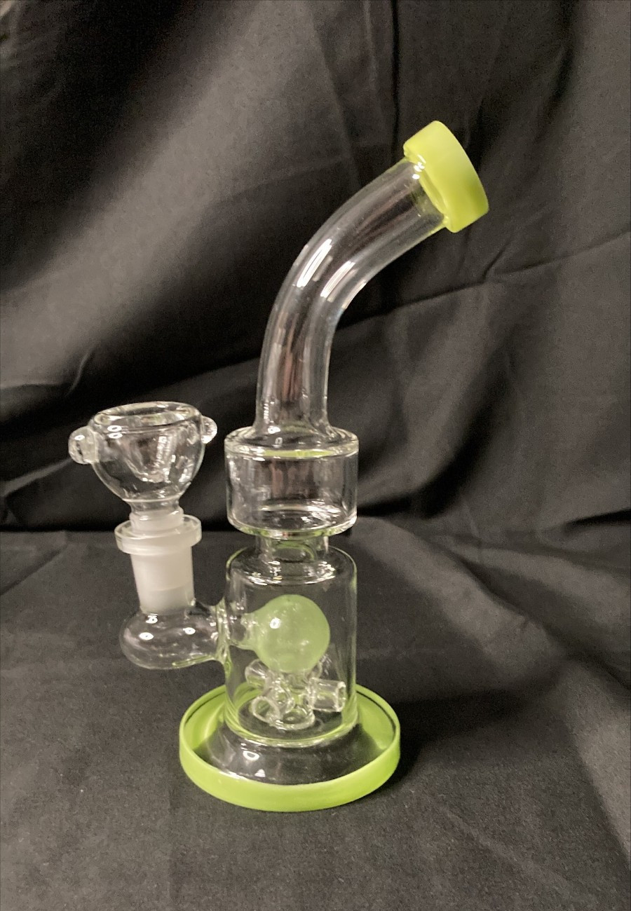 Ball Quad Flow Percolator Stemless Water Pipe | Neon Yellow | 7&Prime;