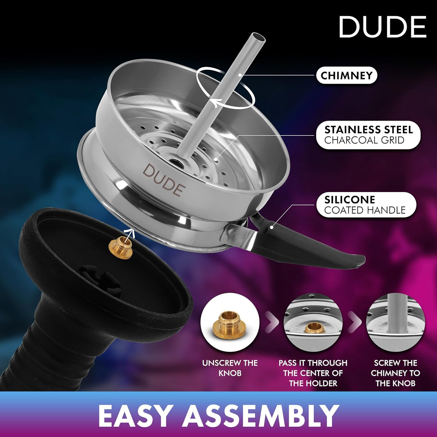 Silicone Hookah Bowl Set | Hookah Head with Hookah Heat Management Charcoal Hold