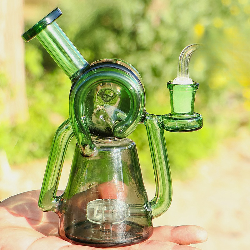 6.9&Prime; Glass Vortex Recycler Tornado Bong Water Pipe Bubbler w/14mm Bowl USA Stock