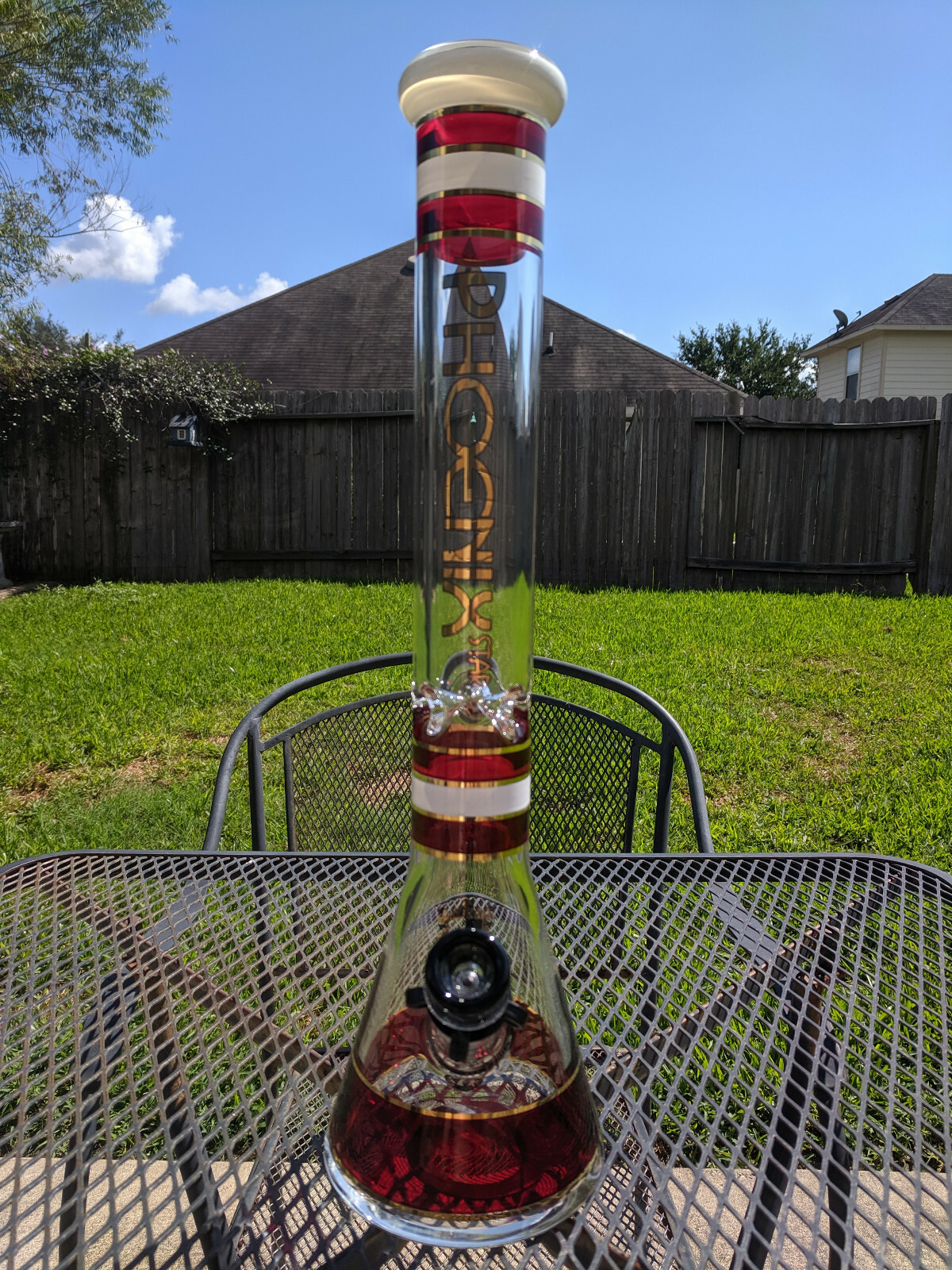 Phoenix Star – 18&Prime; Inch (XL) Glass Beaker Water Pipe Bong – 14mm – Royal Red