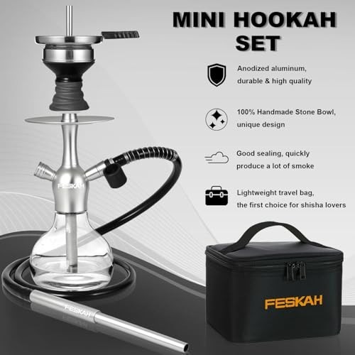 Portable Mini Hookah Set – Complete Shisha Kit with Travel Case, Glass Bowl & 10