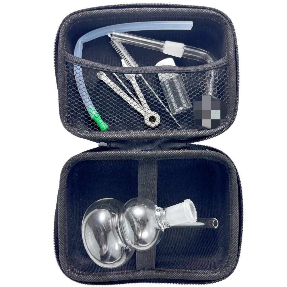Portable 4&Prime; Glass Bong Gourd Smoking Water Pipe Hookah Bubbler W/Tool Box SET