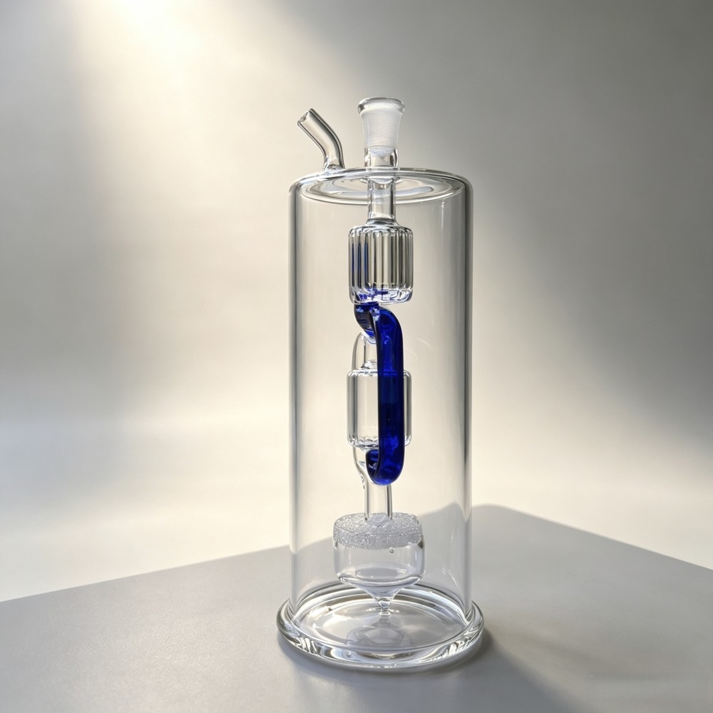 6.5 » Frosted Showerhead Diffuser Glass Water Pipe Recycler Bubbler Mini Bong