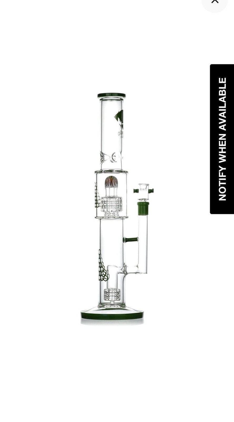 Diamond Glass 16 inch Straight Tube Heizman with Dual Gridded Matrix Perc