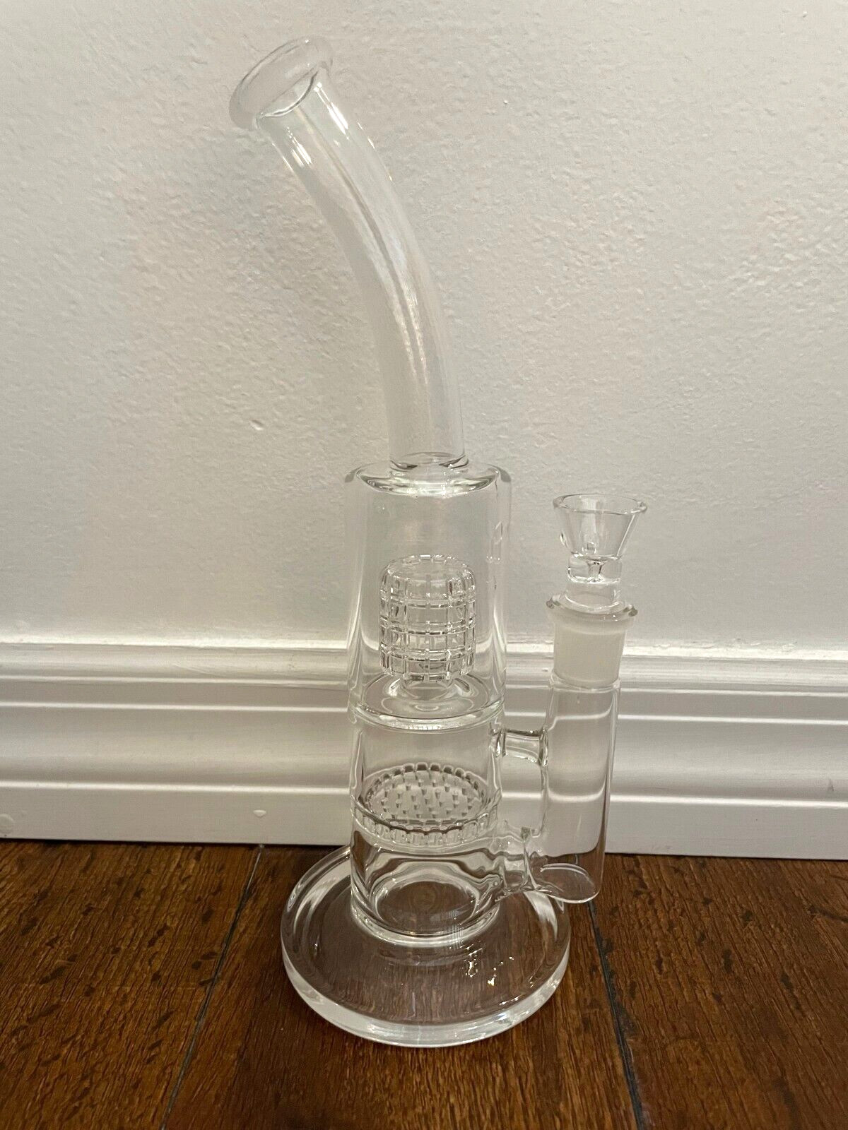 10” Clear Glass Water Pipe Bowl Honeycomb Matrix Percs 18mm