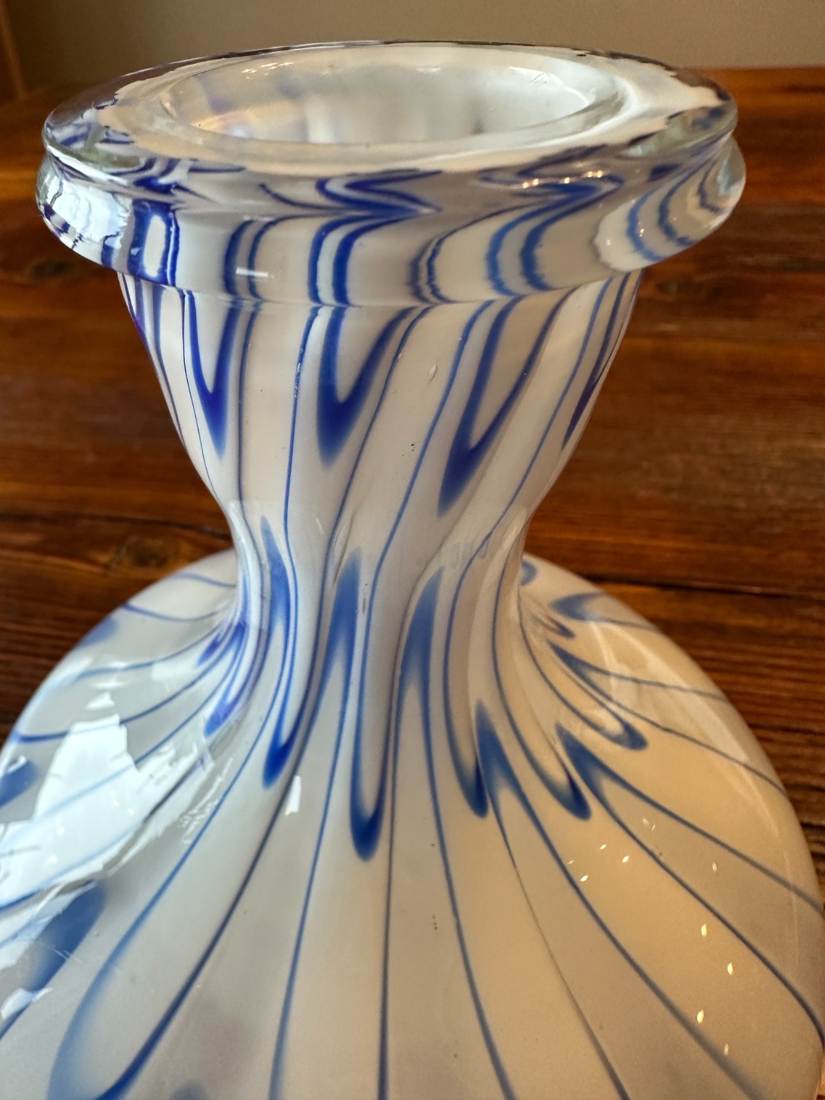 Hookah Hand-Blown Glass Base by Sahara Smoke Company – Blue Swirled Pattern