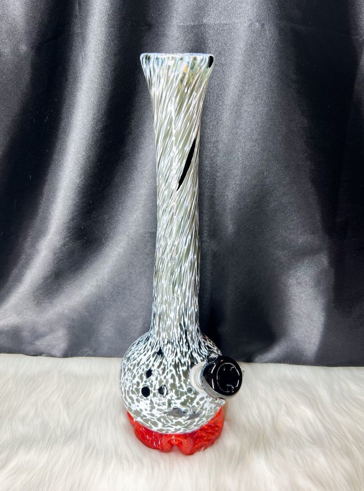 Noble Glass Black & White Speckled Bong Soft Glass Heady USA Made 13 Inch Bong