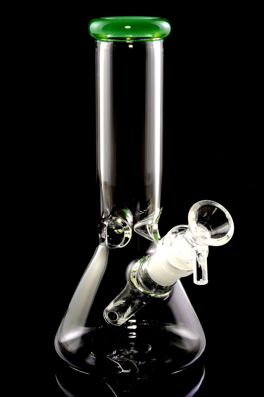 Small 8&Prime; Glass Beaker Bong with Ice Catcher 14mm – Tobacco Water Pipe – Green