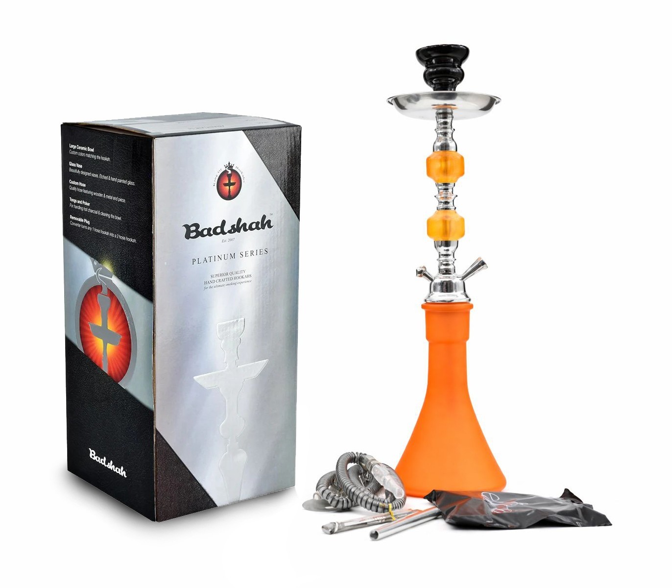 BADSHAH HOOKAH 1 HOSE | 20&Prime; | HLU-1 | ORANGE | ONLY $29.99 – FREE SHIPPING