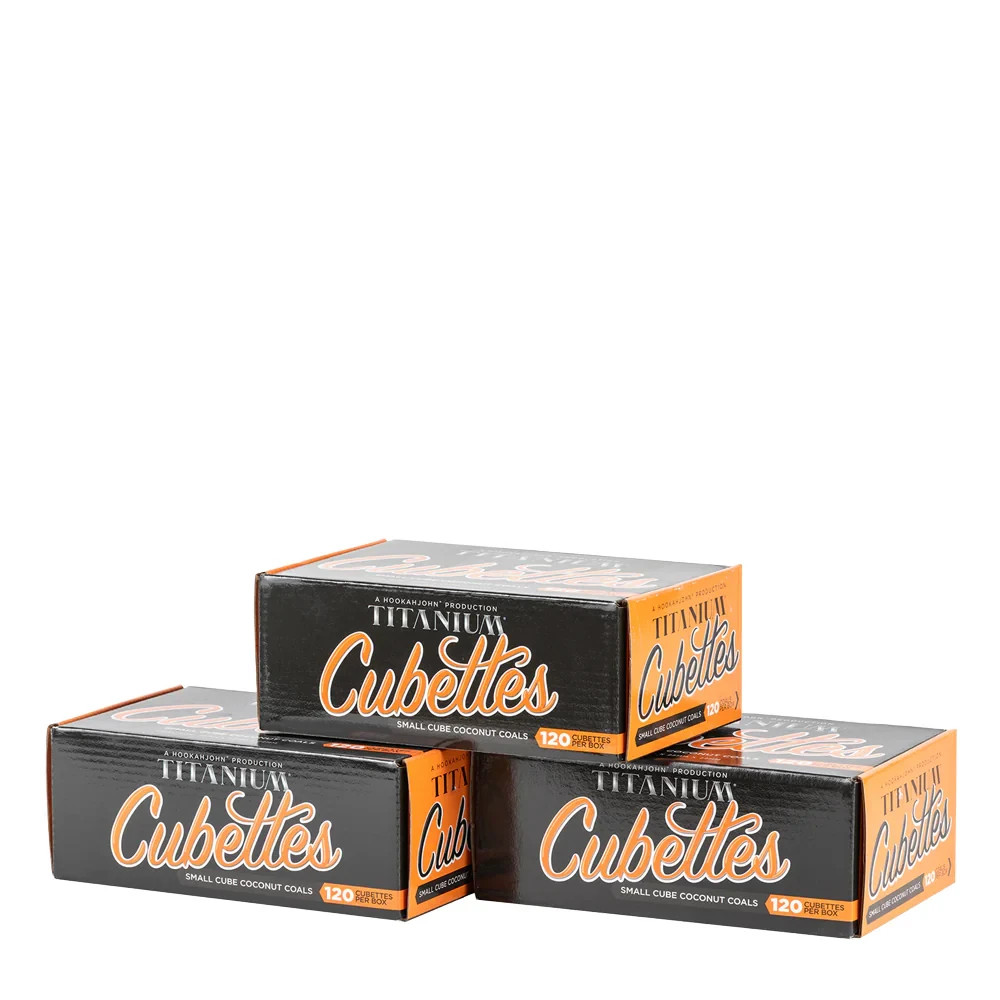3 Box Of 120 Ct Hookah John TITANIUM CUBETTES Coconut Hookah Shisha Charcoal