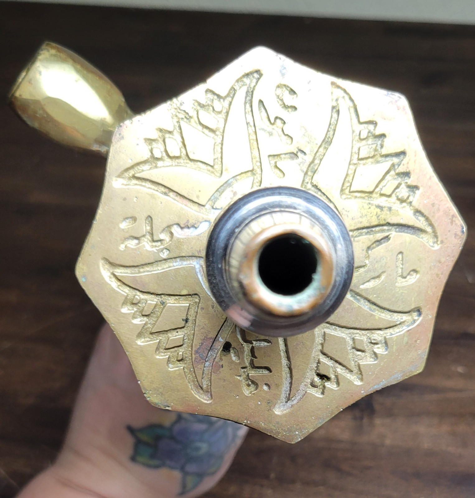 Antique Arabic hookah pipe brass Middle Eastern 16&Prime; Egyptian Tobacco