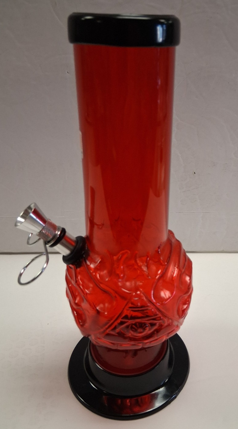 9&Prime; PLASTIC ILLUMINATI BUBBLE STRAIGHT PULL CARB WATER PIPE BONG HOOKAH RED 2&Prime;M