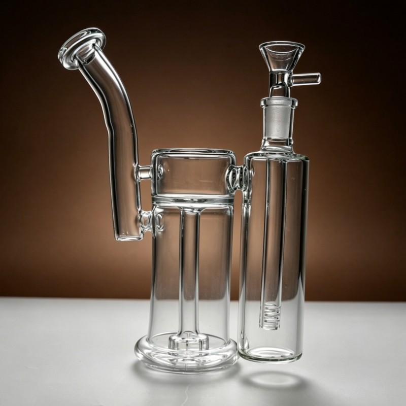 9&Prime; Glass Bong Double Filter Showerhead Perc Bubbler Hookah Water Pipe US Stock
