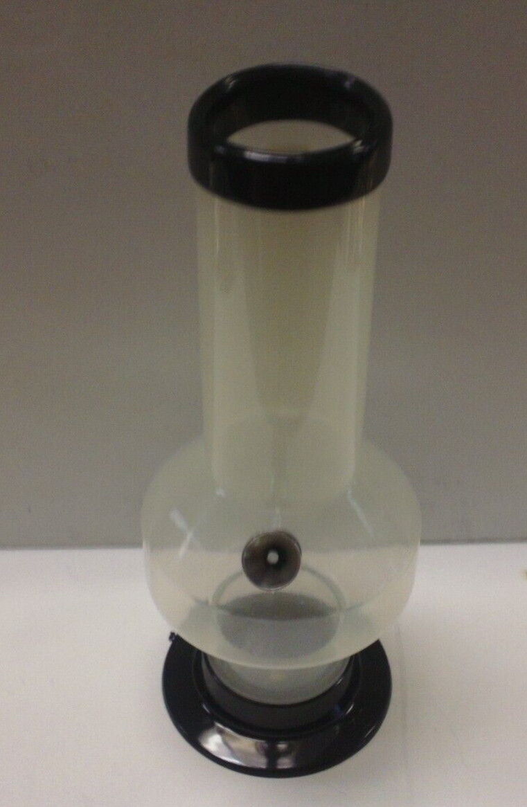9&Prime; ACRYLIC PLASTIC FLAT BUBBLE BONG WATER PIPE HOOKAH THUMB CARB 2&Prime;M WHITE