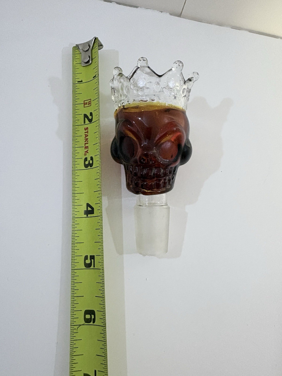 Premium 14mm Thick Glass Orange Skull King in Crown Bowl Head for Water Bong