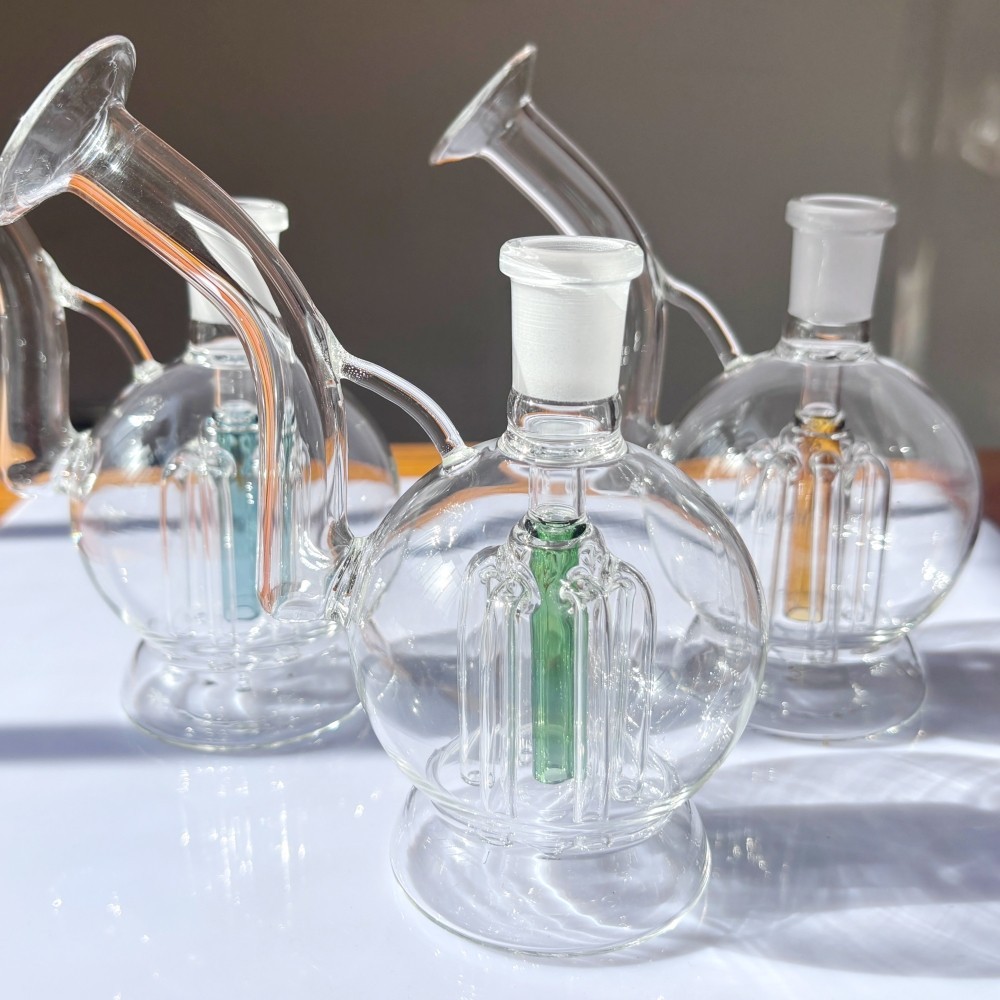 5&Prime; Glass Bong Bubbler Tree Arm Perc Round Ball Water Pipe w/14mm Tobacco Bowl