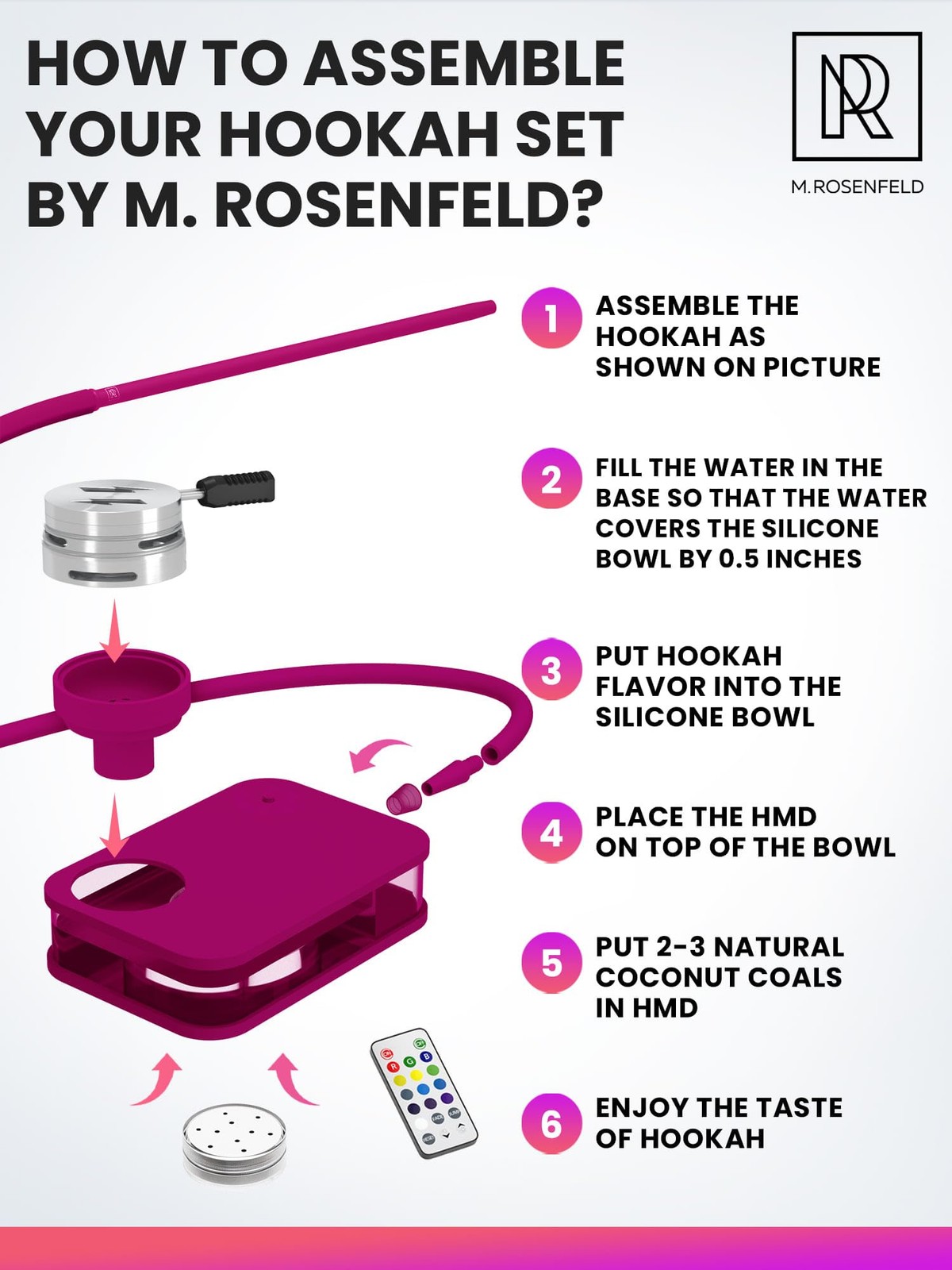 M. ROSENFELD Purple Hookah Set Everything – Premium Small Hookah Set Travel