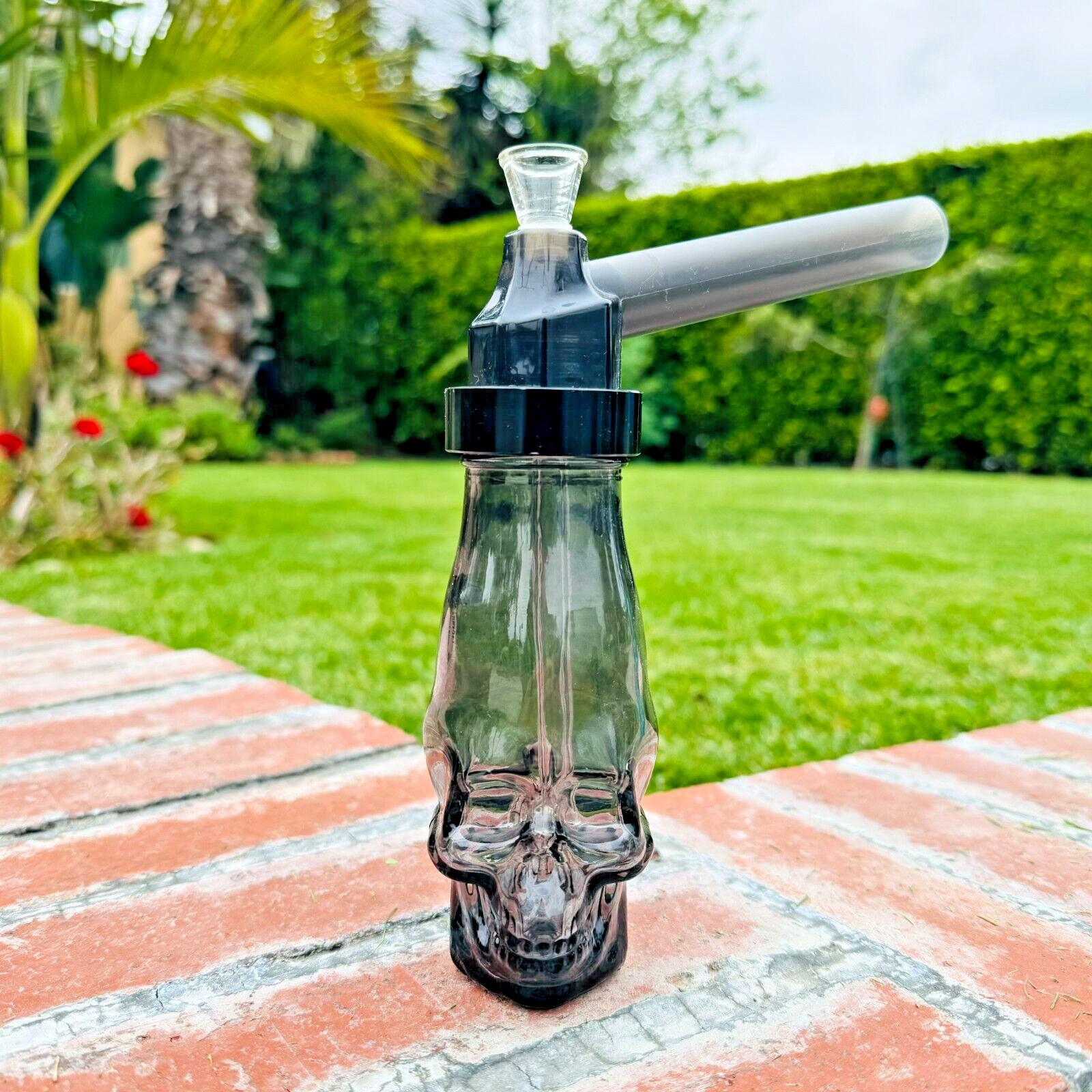 Black Portable Hookah Screw on Bottle Converter Water Glass Bong with Bottle