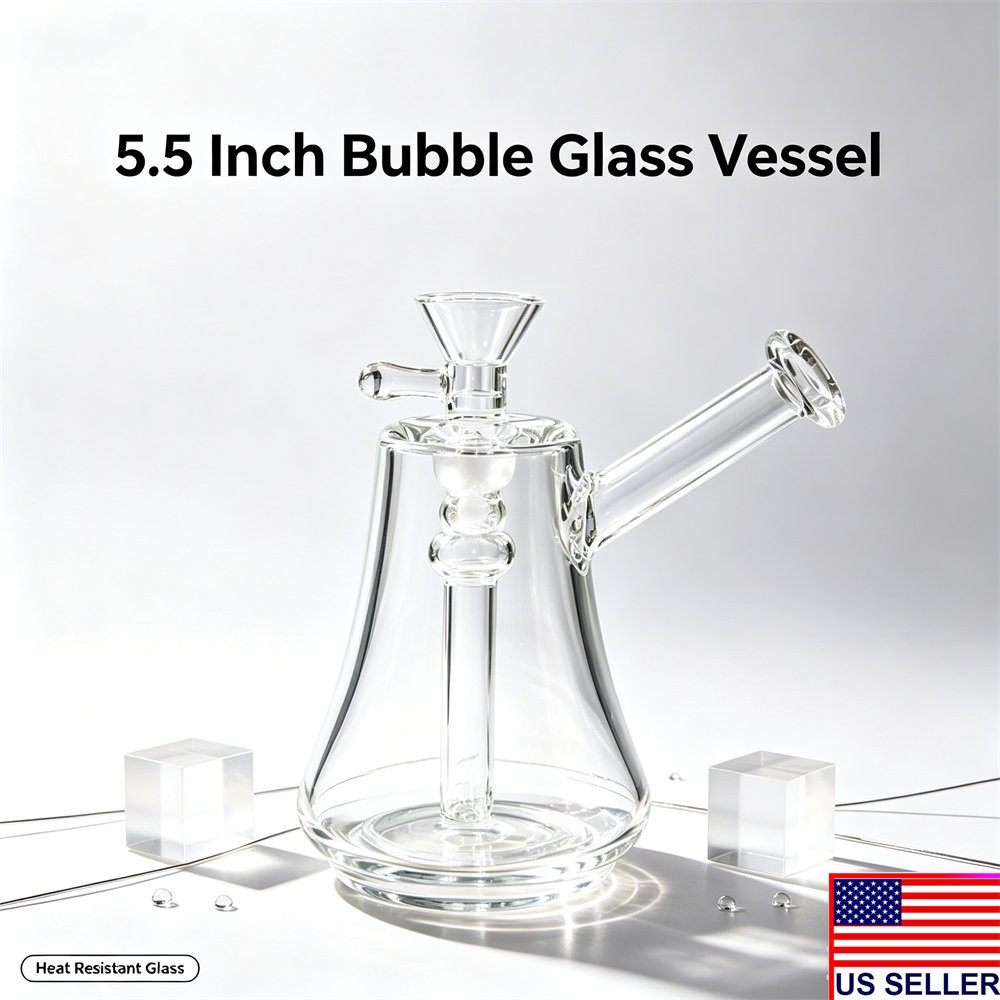 Compact 5.5in Thick Conical Glass Bubbler Heat Resistant Collectible Ornament