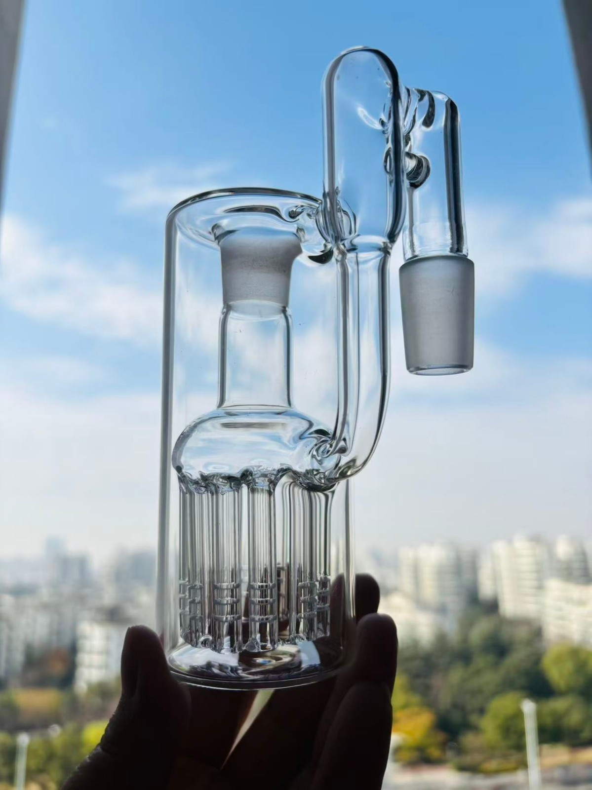 ash catcher 18MM Multiple tree branches bong 90 degrees glass recycle rig thick