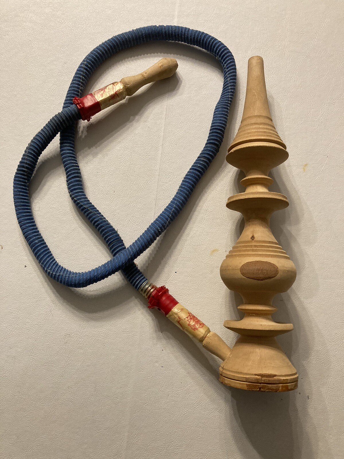 Vintage Hookah Body Stem And Pipe Handmade Carved Wood Decorative 14” Tall