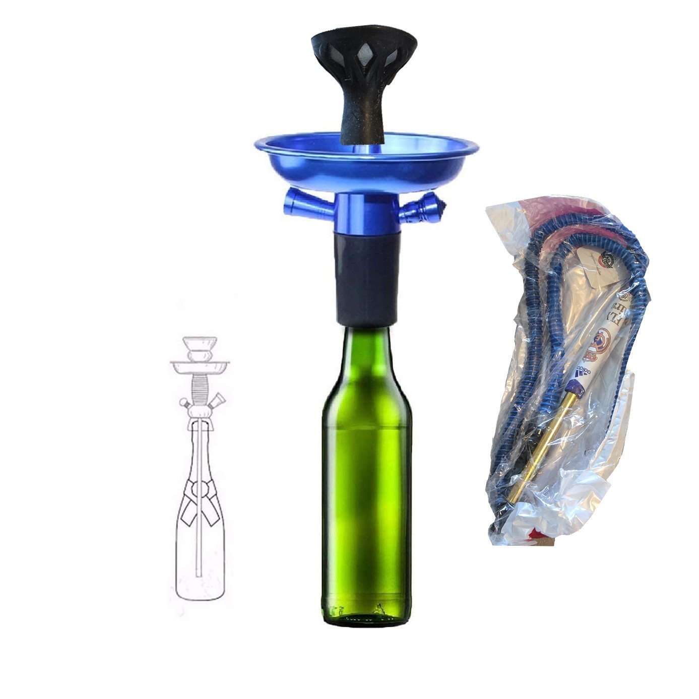 Portable Metal Hookah Stem – Use with Glass or Plastic Bottles