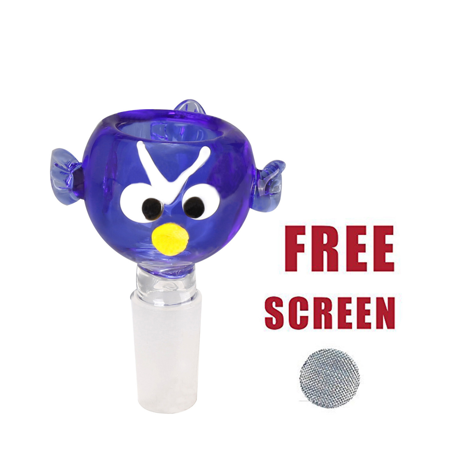 18mm Male Handmade Blue Bird Glass Bong Bowl with Free Screens US FAST FREE SHIP