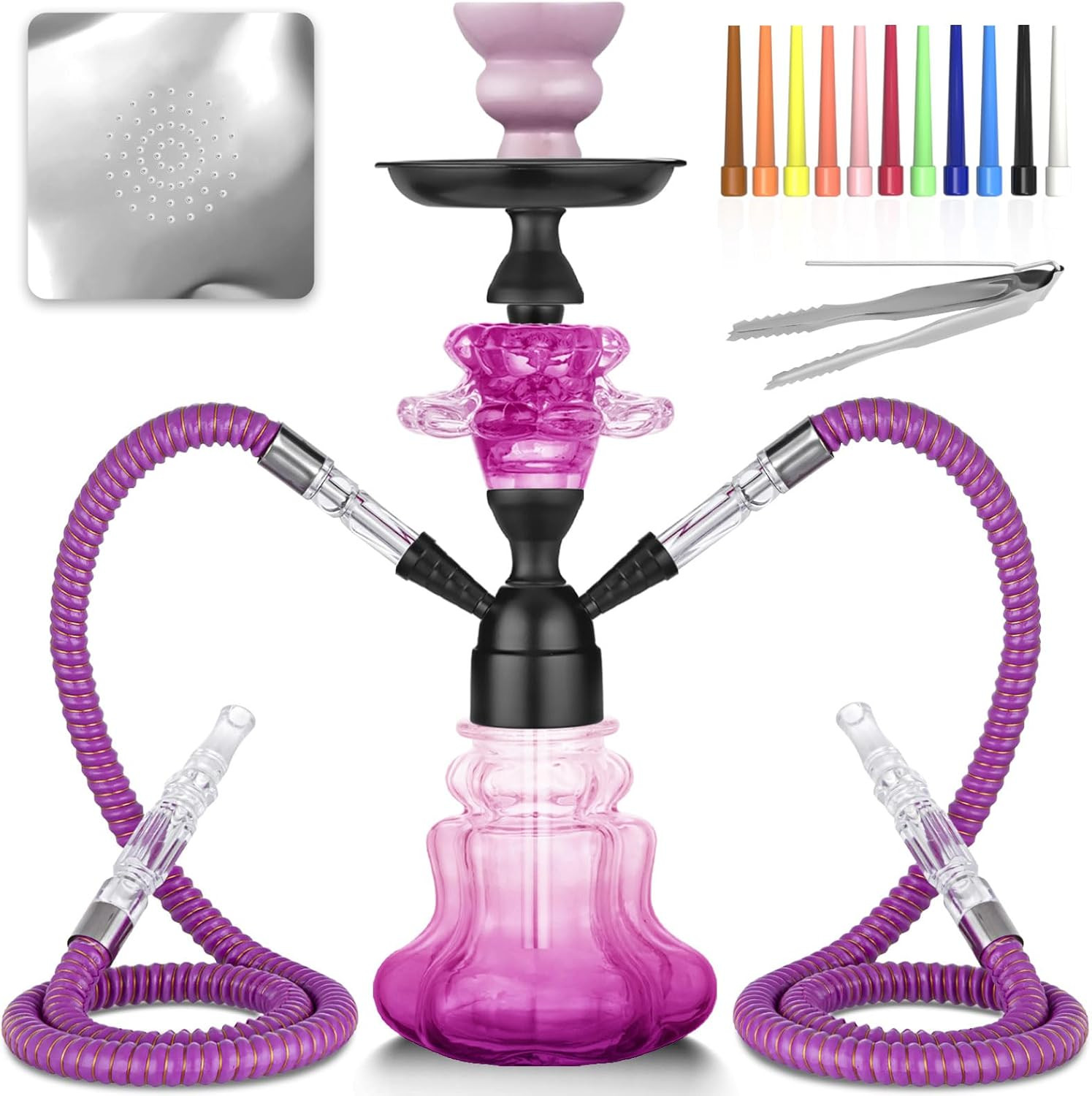 Hookah Set with Everything 14 » Shisha Hookah Complete Set – Glass Flower Vase,