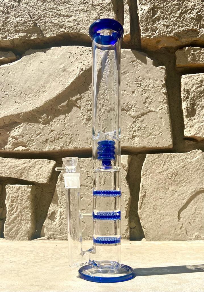12.6 » Blue Honeycomb Filter Glass Bong Smoking Hookah Percolator Water Pipe