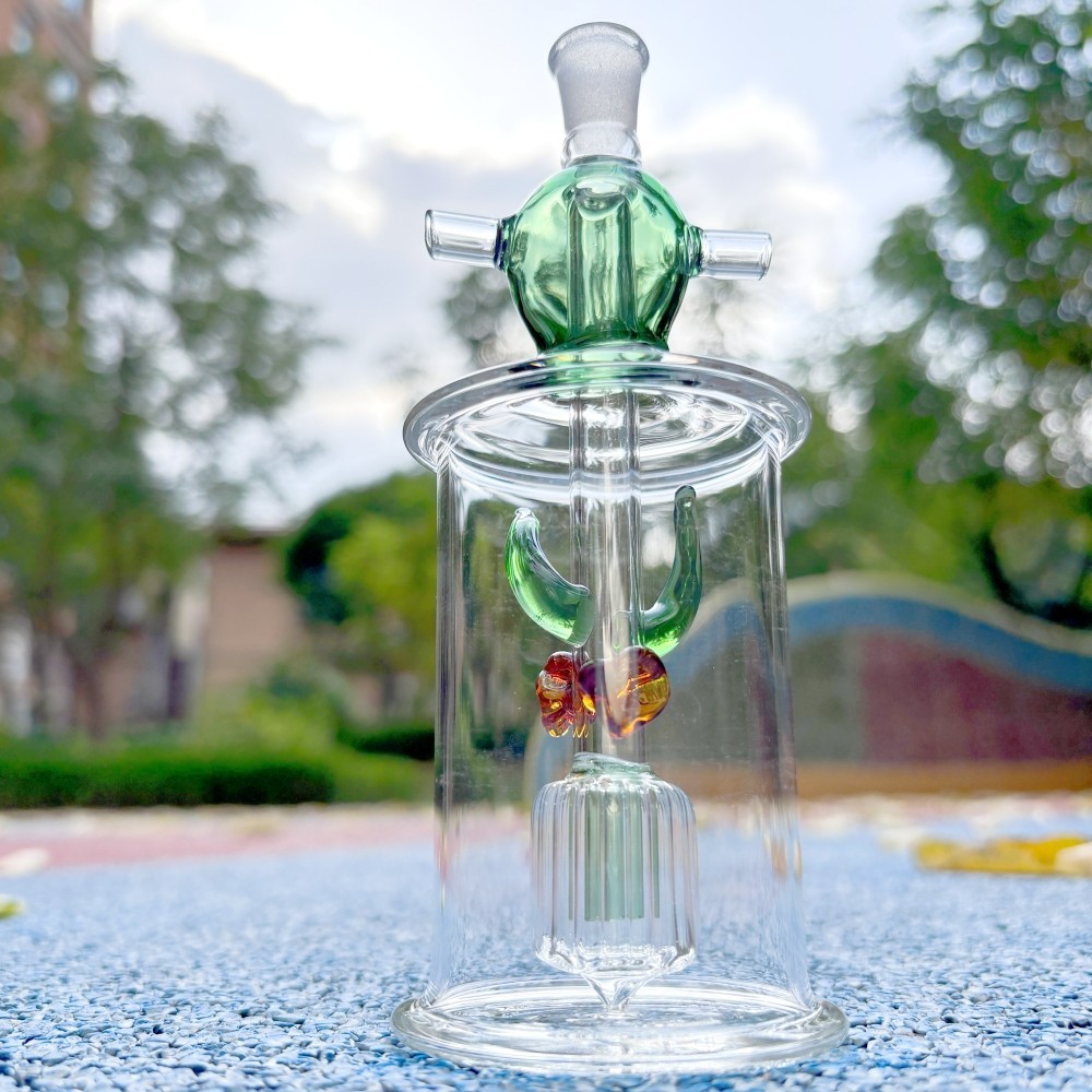 Mini 5.5&Prime; Glass Bong Bubbler Perc Water Pipe Hookah with Double Hose & 10mm Bowl