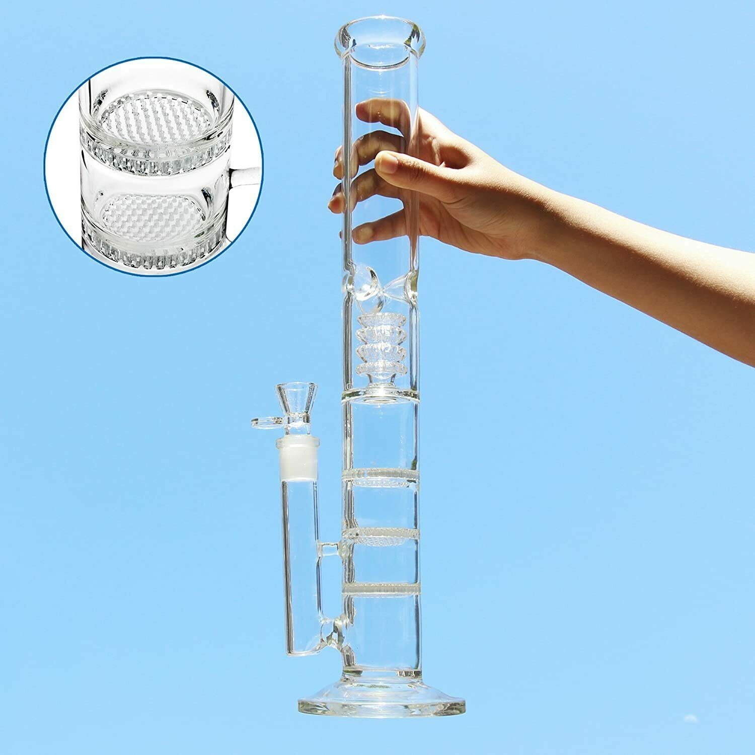 16.5&Prime; Heavy Glass Bong Hookahs Honeycomb Percolator Water Pipe Bowl for Smoking