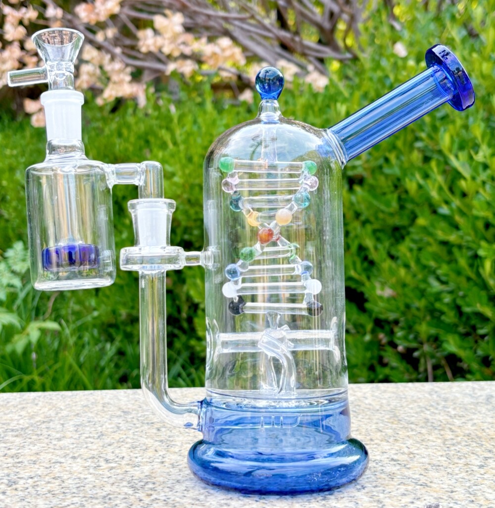 Blue 9 » Glass Gene Spin Tornado Bong Hookah Water Pipe Bubbler W/ Ash Catcher