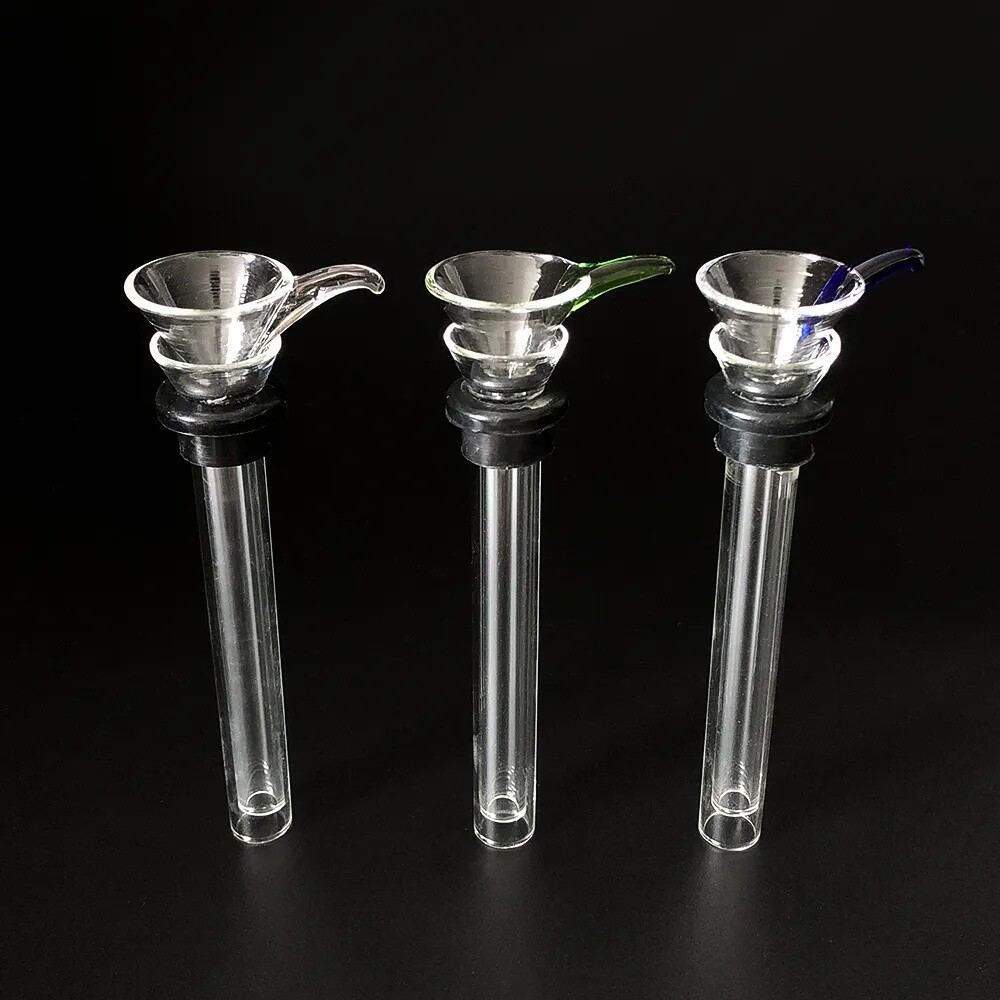 2pcs 4&Prime; Glass Downstem 12mm with Bowl For Small Bong Hookah Bubbler Water Pipe