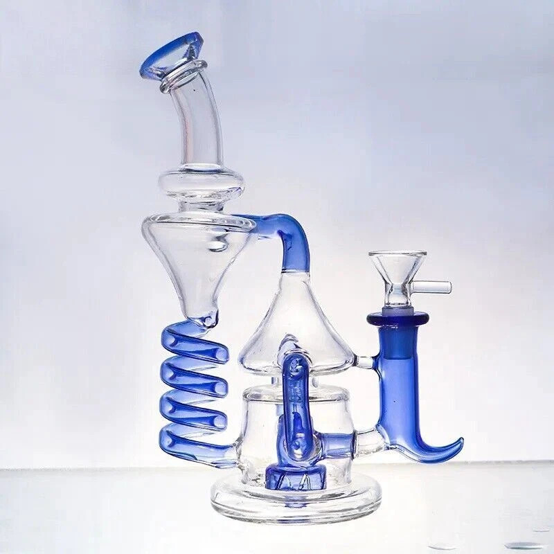 Unique Glass Recycler Bong Smoking Water Pipe Bubbler Tornado Hookah W/Bowl