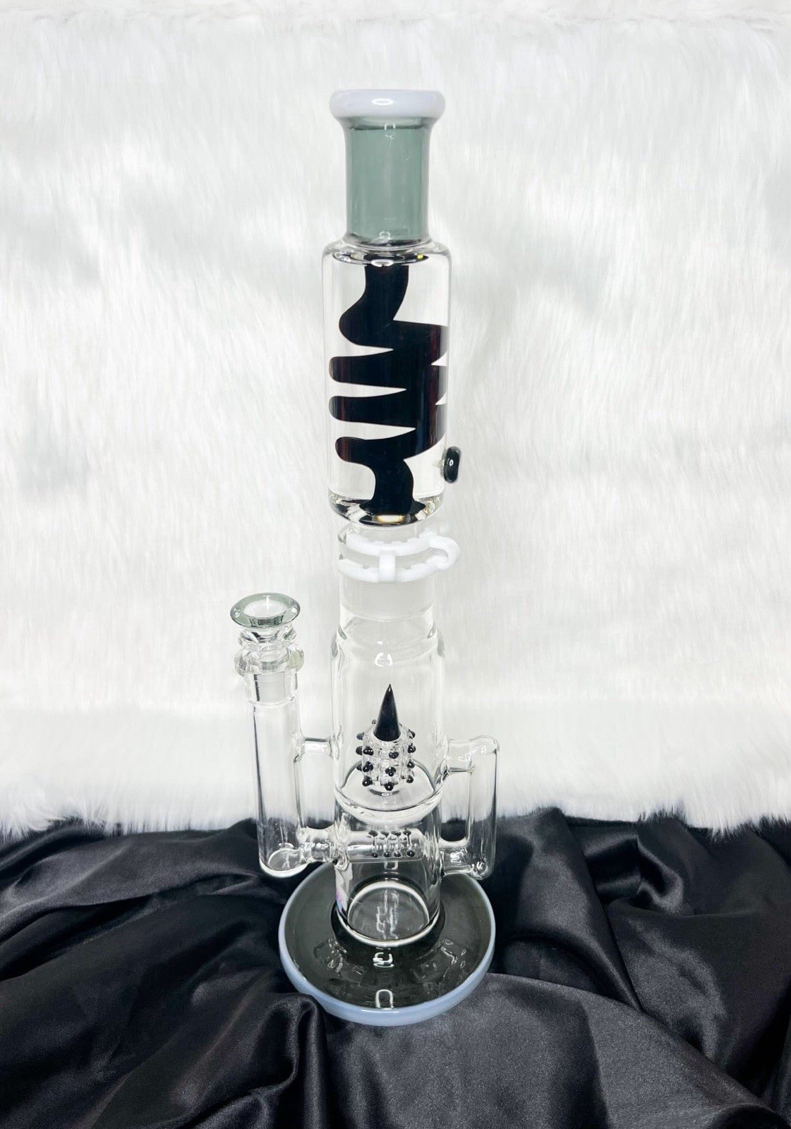 Smoke Glycerin 17 Inch Detachable Double Perc Bong Water Pipe Cool Freezable