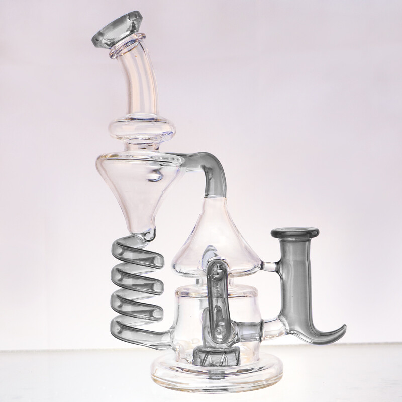 9 » Glass Coil Tornado Water Bong Recycler Pyrex Hookah Pipe Percolator Bubbler