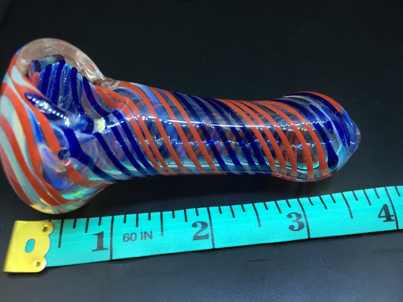 HAND PIPE SPOON USA 4” HEAVY PIPA BOWL TOBACCO THICK ART BLOWN GLASS SWIRL PIECE