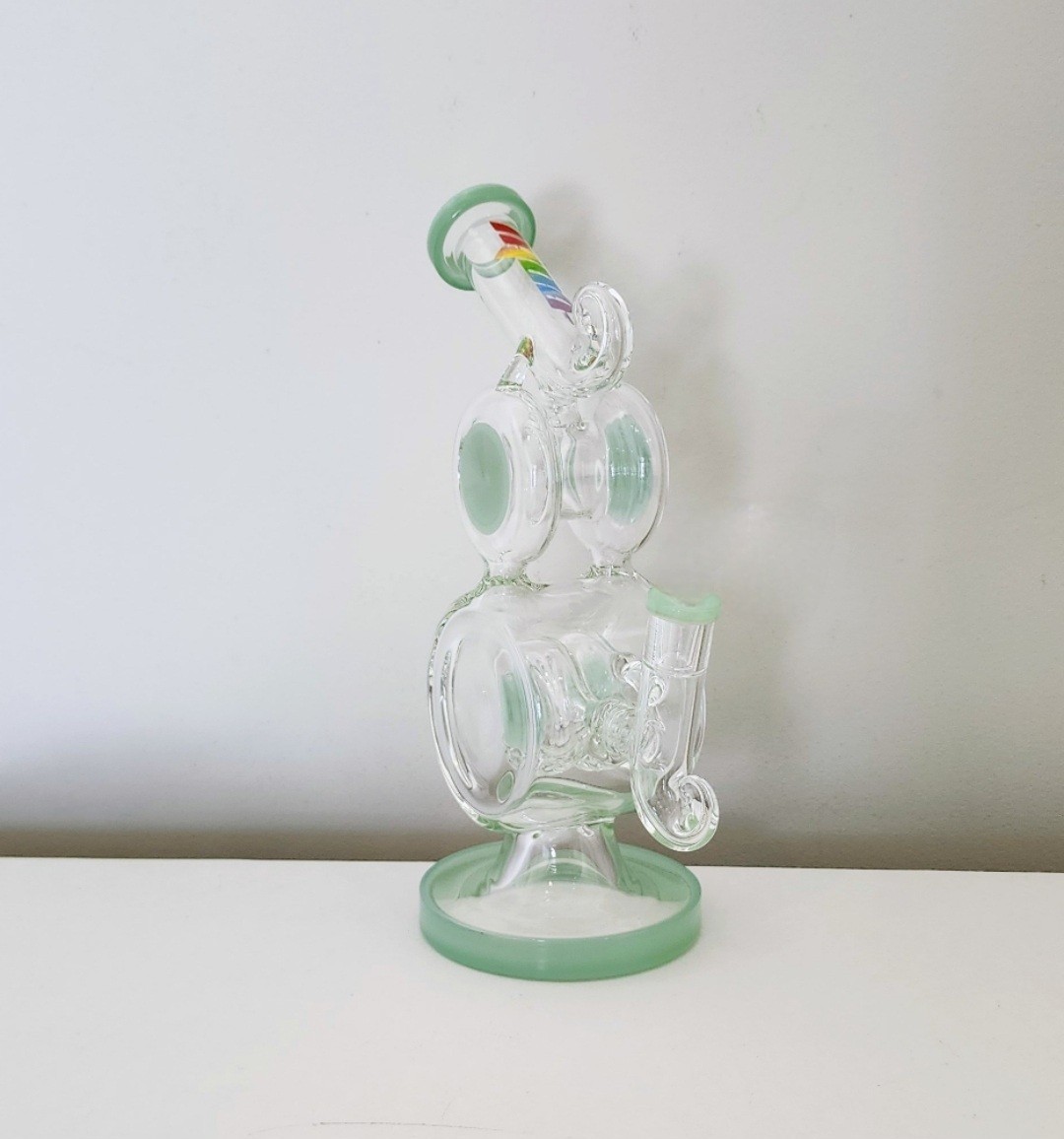 12 Inch Double Barrels Recycler Glass 14mm Hookah
