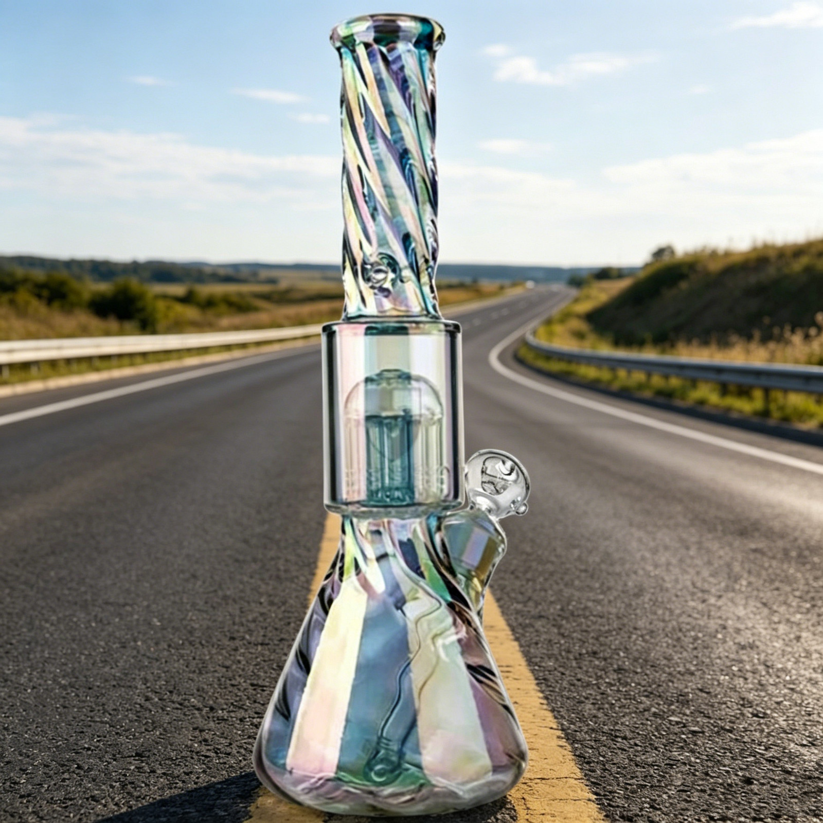 Tall Beaker 12“ bong Glass Water pipe tree Branched Smoking Recycler 14MM bowl