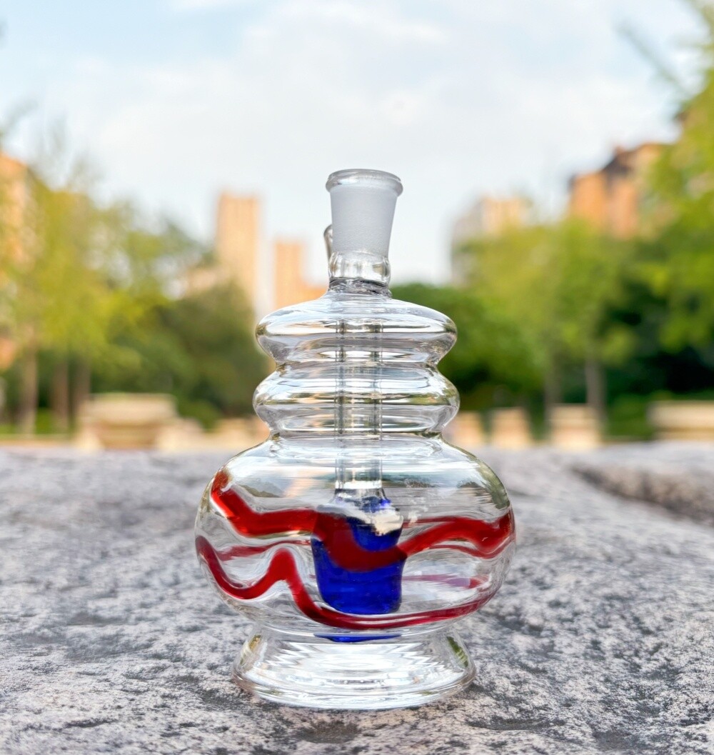 MINI 4&Prime; Glass Bong Small Water Pipes Perc Smoking Hookah Bubbler W/ Bowl & Hose