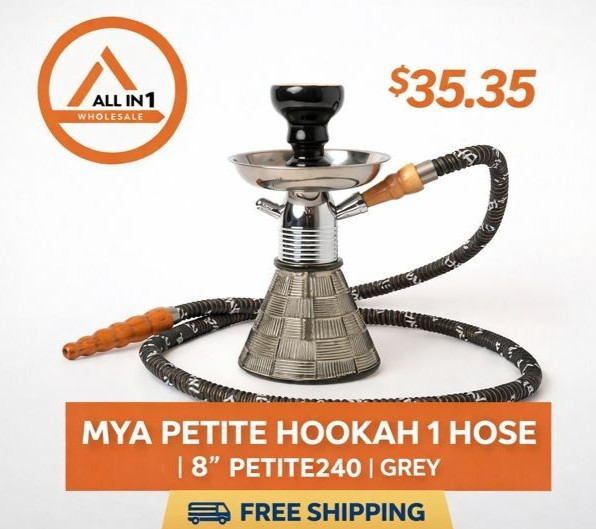 MYA PETITE HOOKAH 1 HOSE | 8” PETITE240 | GREY | FREE SHIPPING