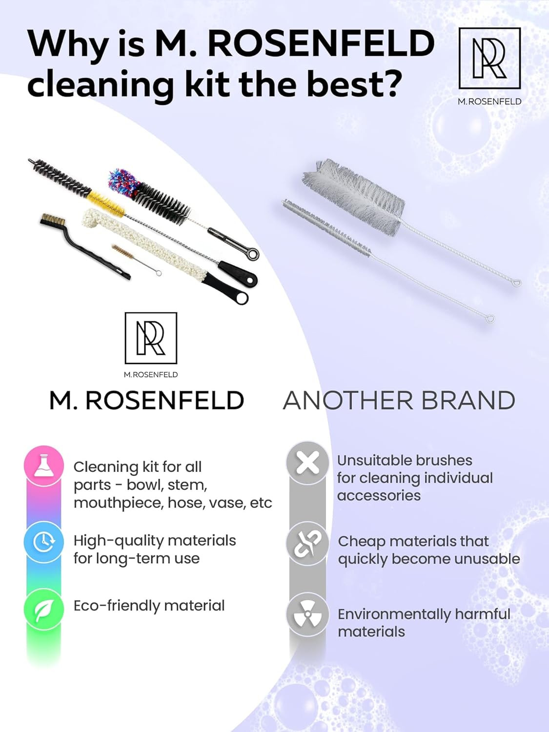 Hookah Cleaning Kit – 5 Brushes & 500 Stainless Steel Cleaning Beads – Premium H