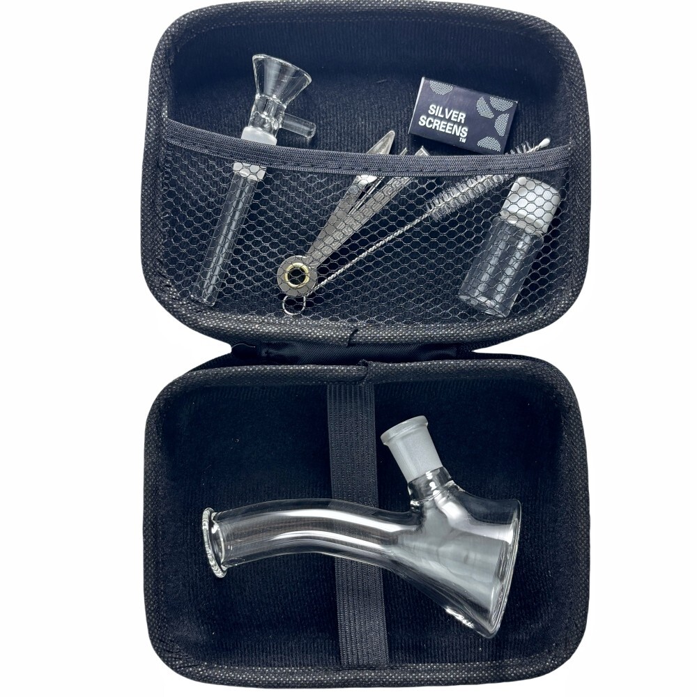 THICK 4&Prime; Mini Glass Bong Smoking Water Pipe Perc Hookah Bubbler W/Tool Box