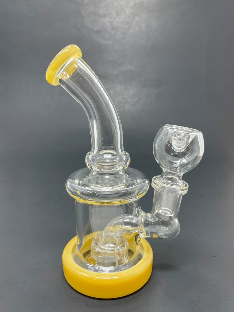 Hookah Water Pipe Glass 5.5&Prime; Yellow Mini Single Percolator Tobacco Bong