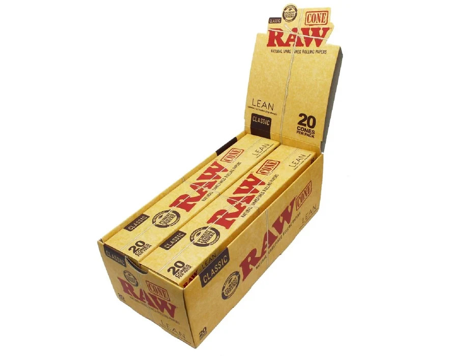 RAW CLASSIC LEAN CONES 110MM | 20 PACK | 12CT DISPLAY | ONLY $69.99 | FREE SHIPP