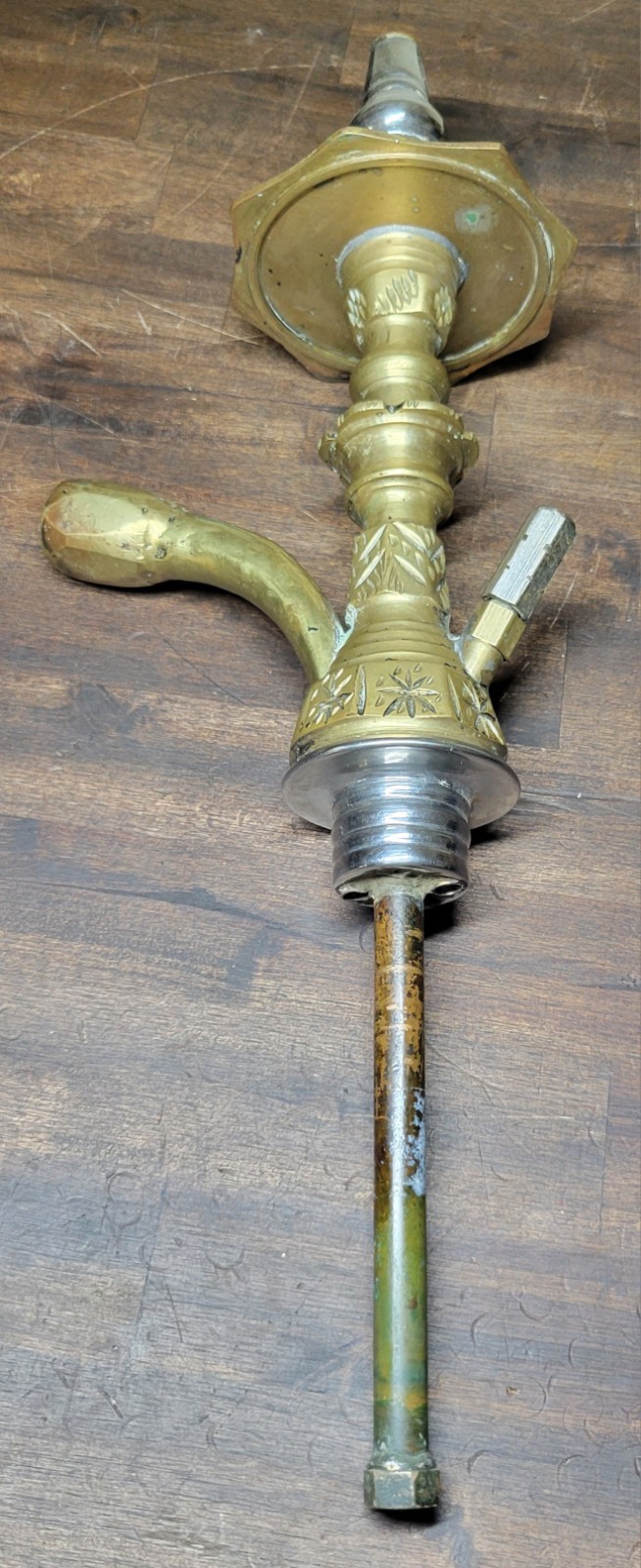 Antique Arabic hookah pipe brass Middle Eastern 16&Prime; Egyptian Tobacco