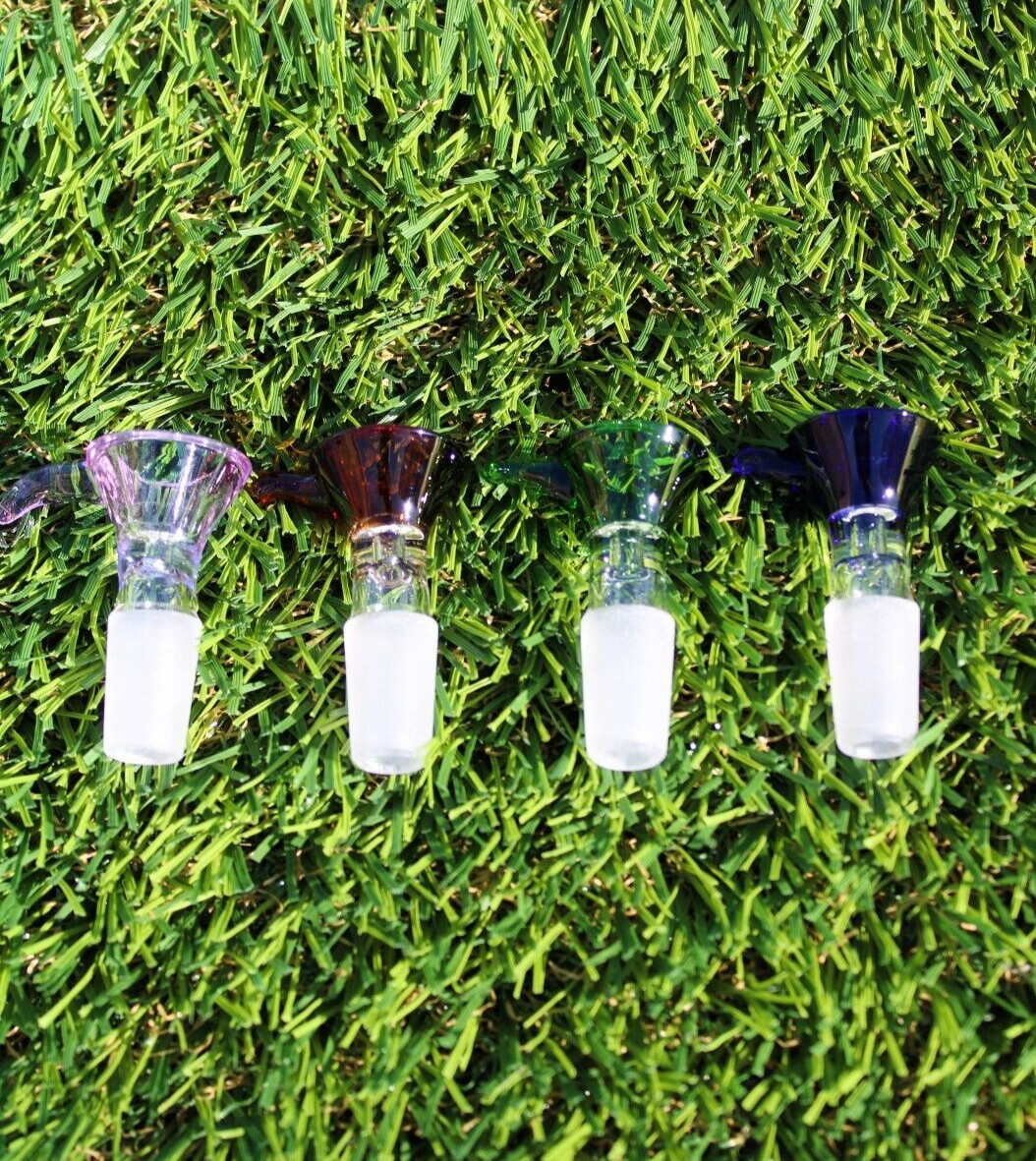 4x 14mm Bowl Piece Set Strong Borosilicate Glass Bowls With Handle