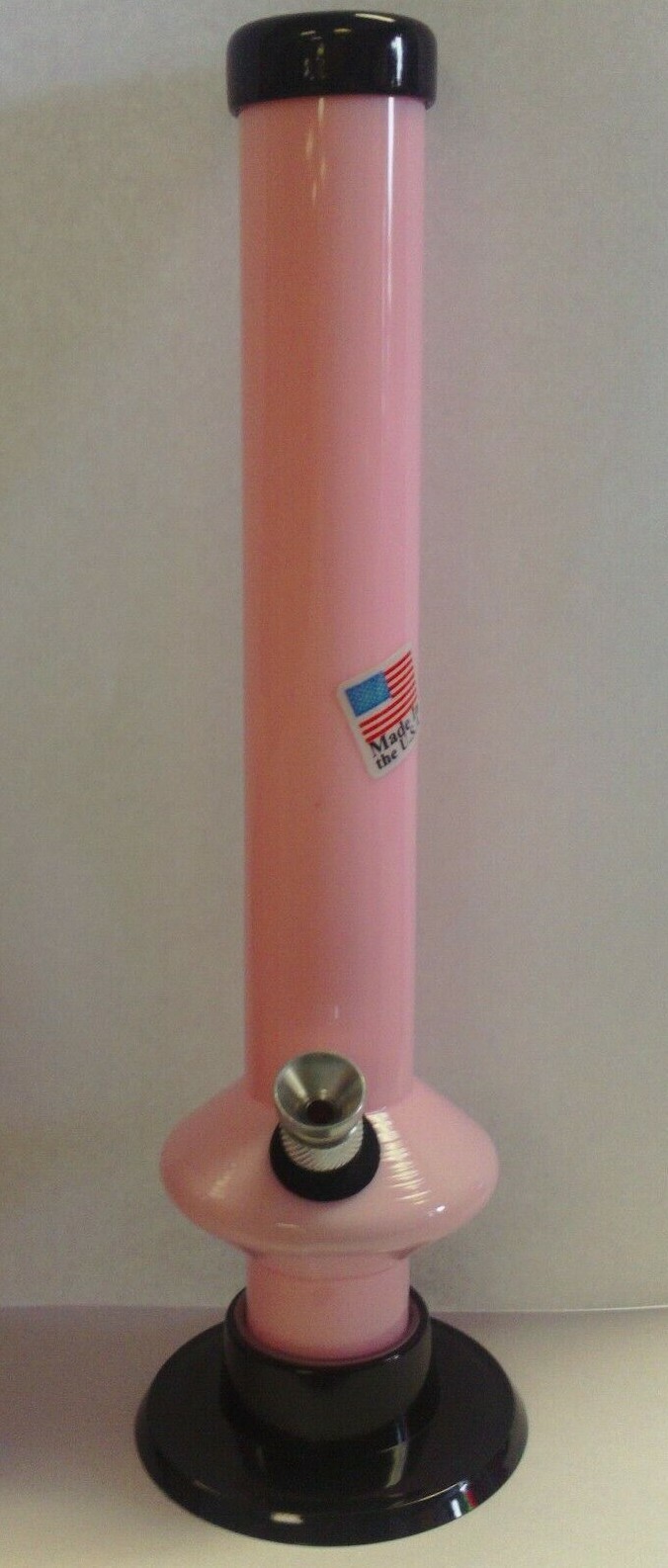 8&Prime; ACRYLIC PLASTIC STRAIGHT SAUCER BUBBLE WATER PIPE THUMB CARB SOLID LIGHT PINK