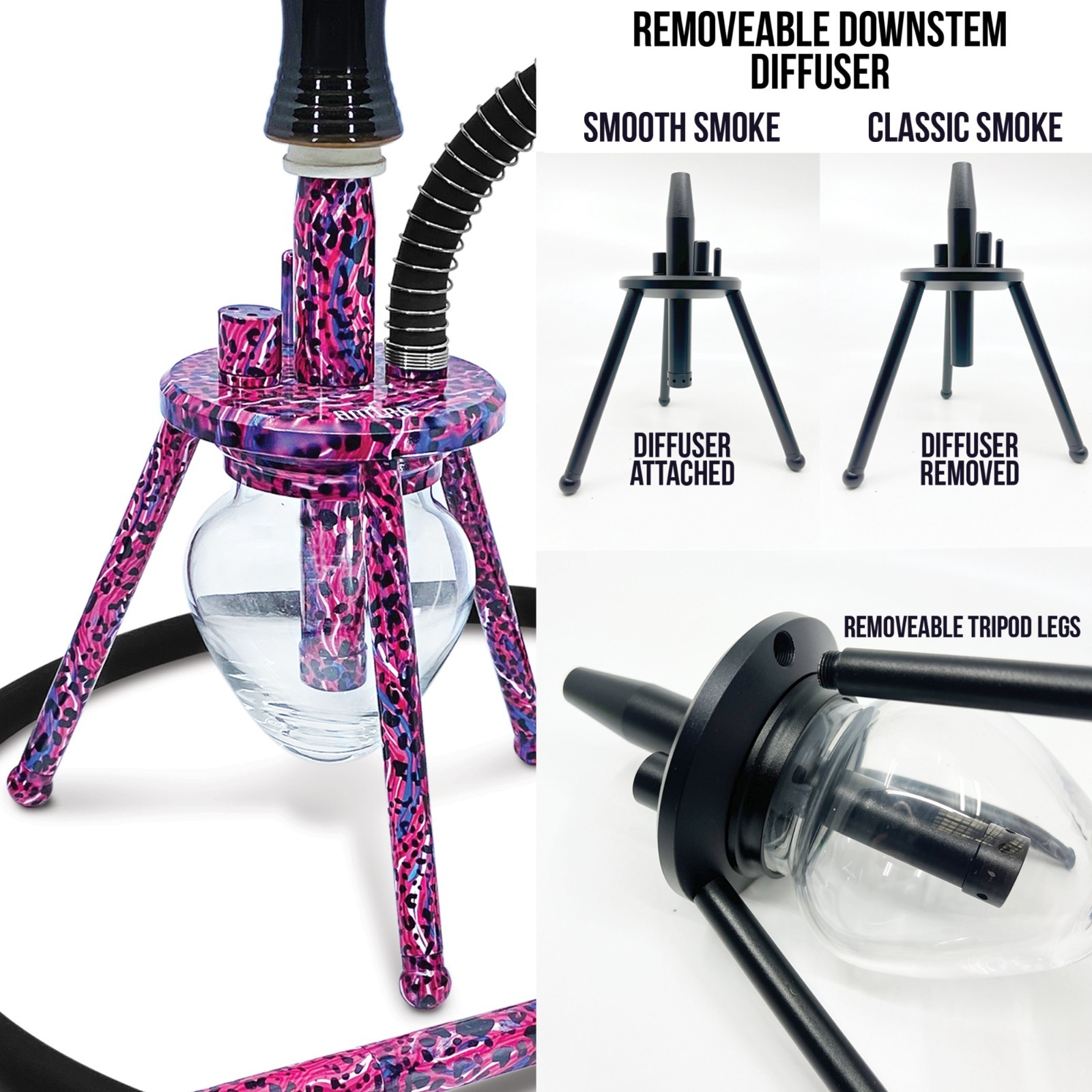 Mini Spider Amira Hookahs Purple Panther Hookah in Carrying Bag 12&Prime; Tall